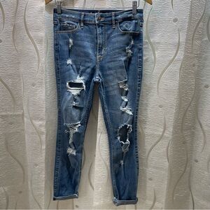Hollister High-Rise Super Skinny Jeans Womens 5R Medium Wash‎ Distressed